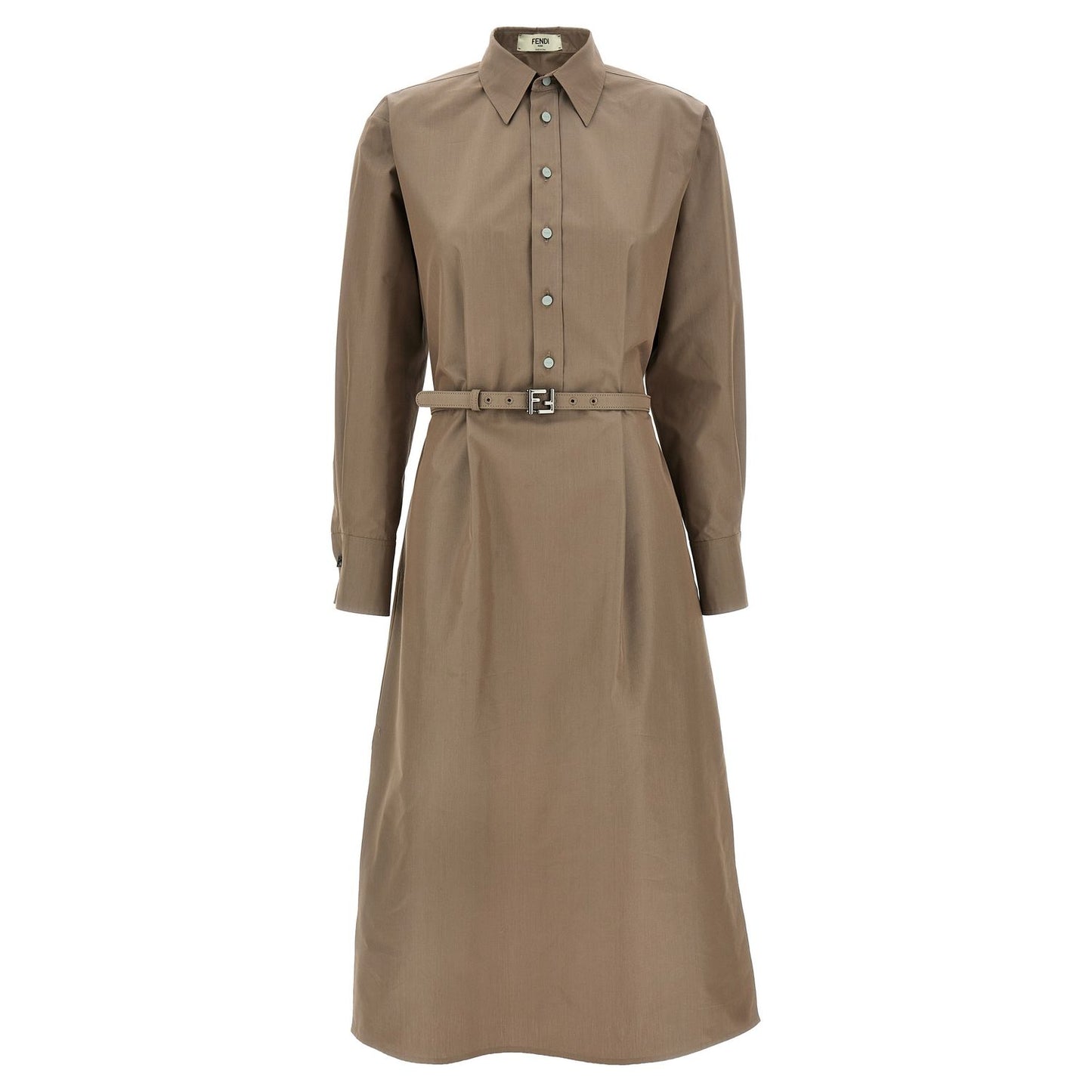 Fendi Gray Cotton Midi Dress