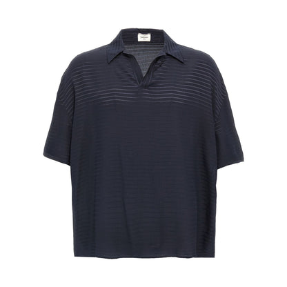 Saint Laurent Blue Silk Polo Shirt