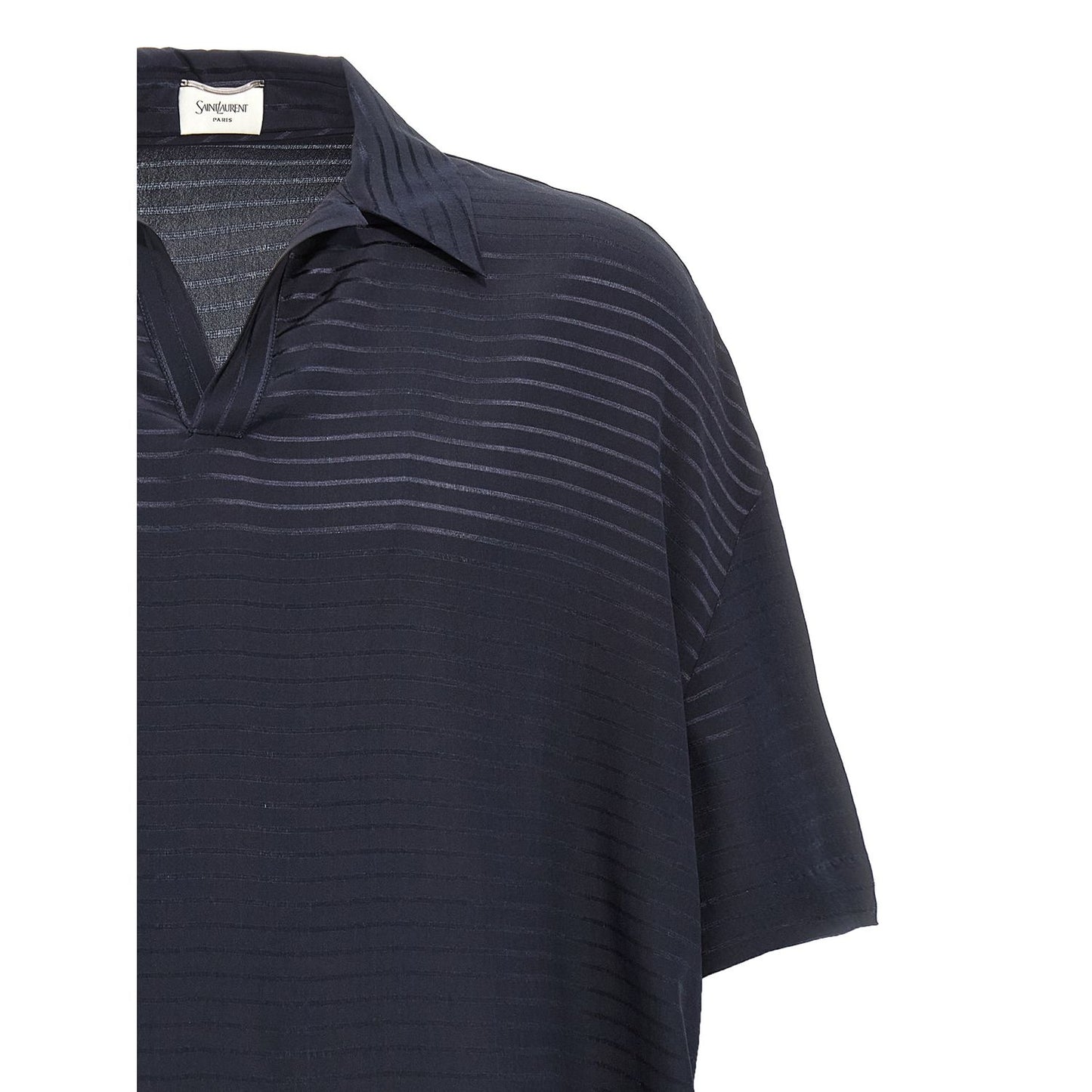 Saint Laurent Blue Silk Polo Shirt