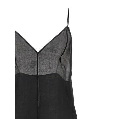 Khaite Black Silk Tank Tops