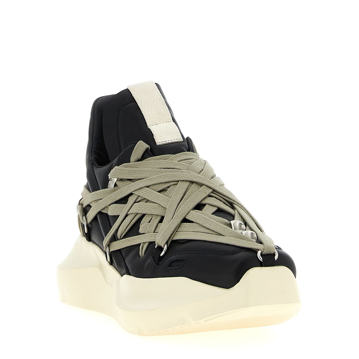 Rick Owens Black Calfskin Athletic Sneakers