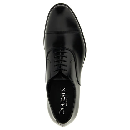 Doucal's Black Calfskin Oxfords And Derbies