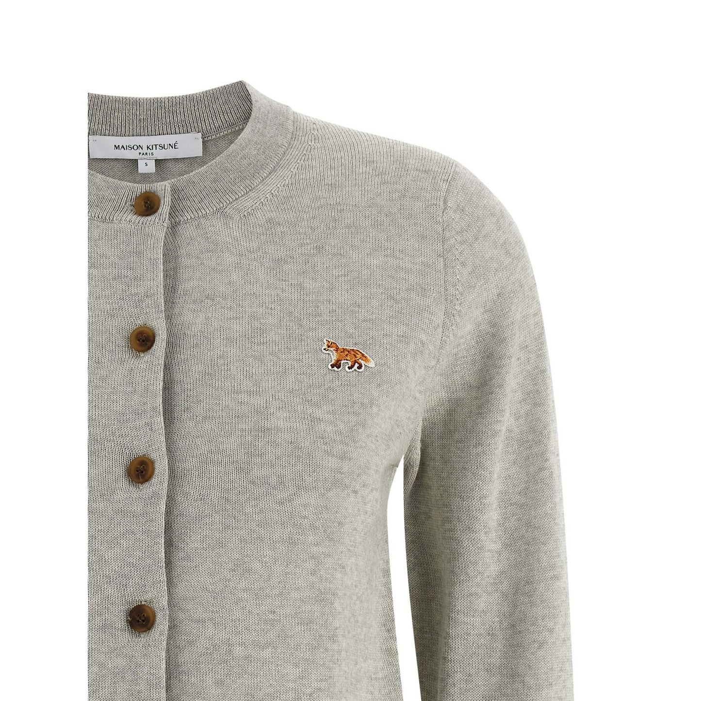 Maison Kitsuné Gray Virgin Wool Cardigan
