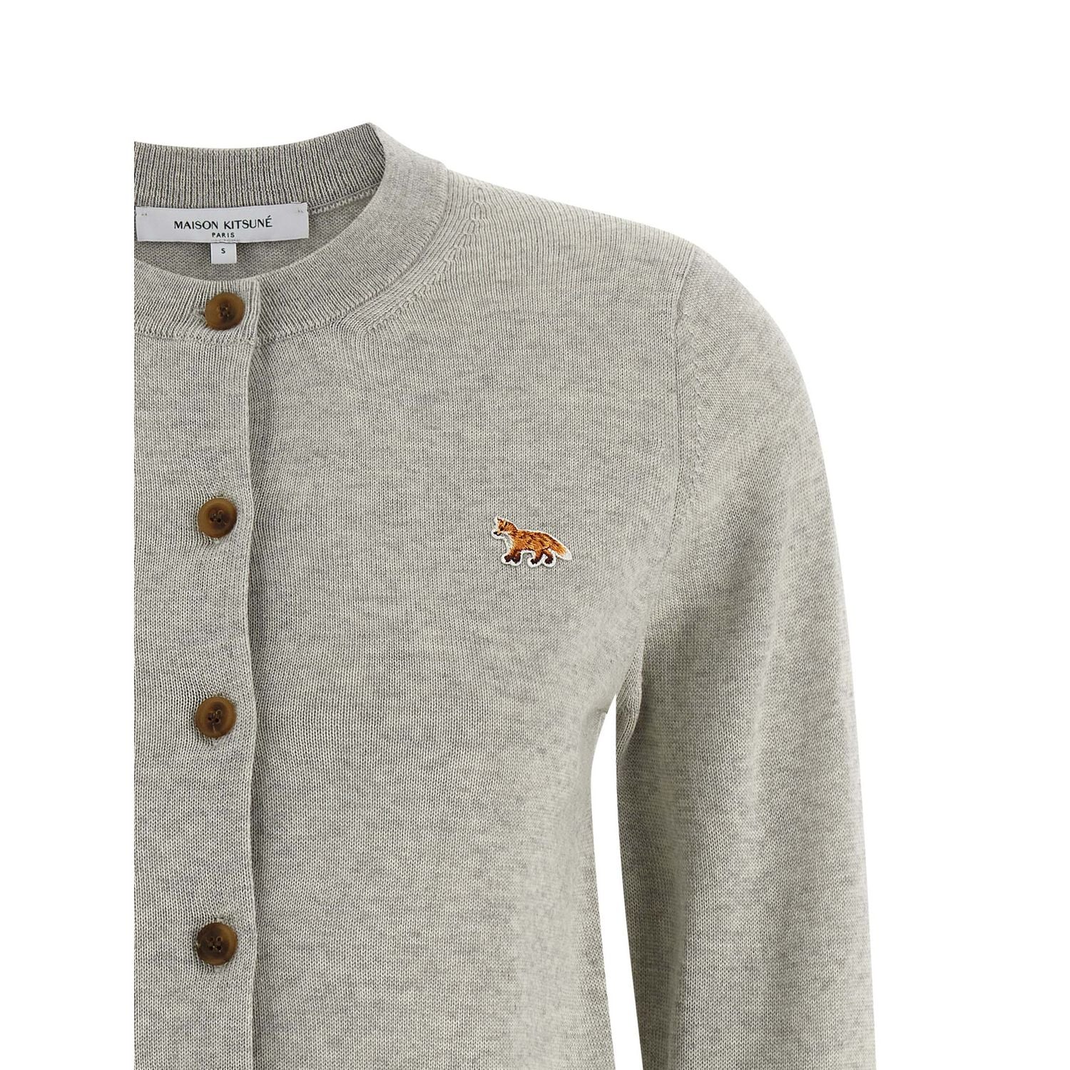 Maison Kitsuné Gray Virgin Wool Cardigan