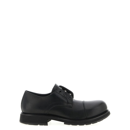 Balenciaga Black Bull Skin Slip-On Loafers
