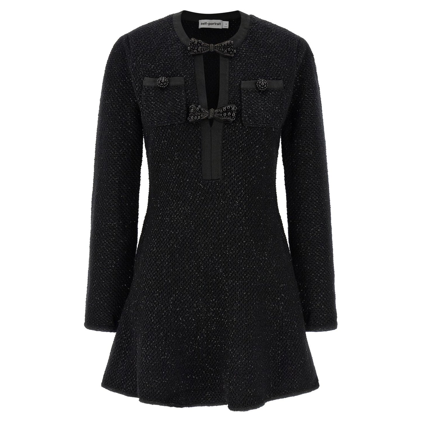 Self-Portrait Black Cotton Short Dress