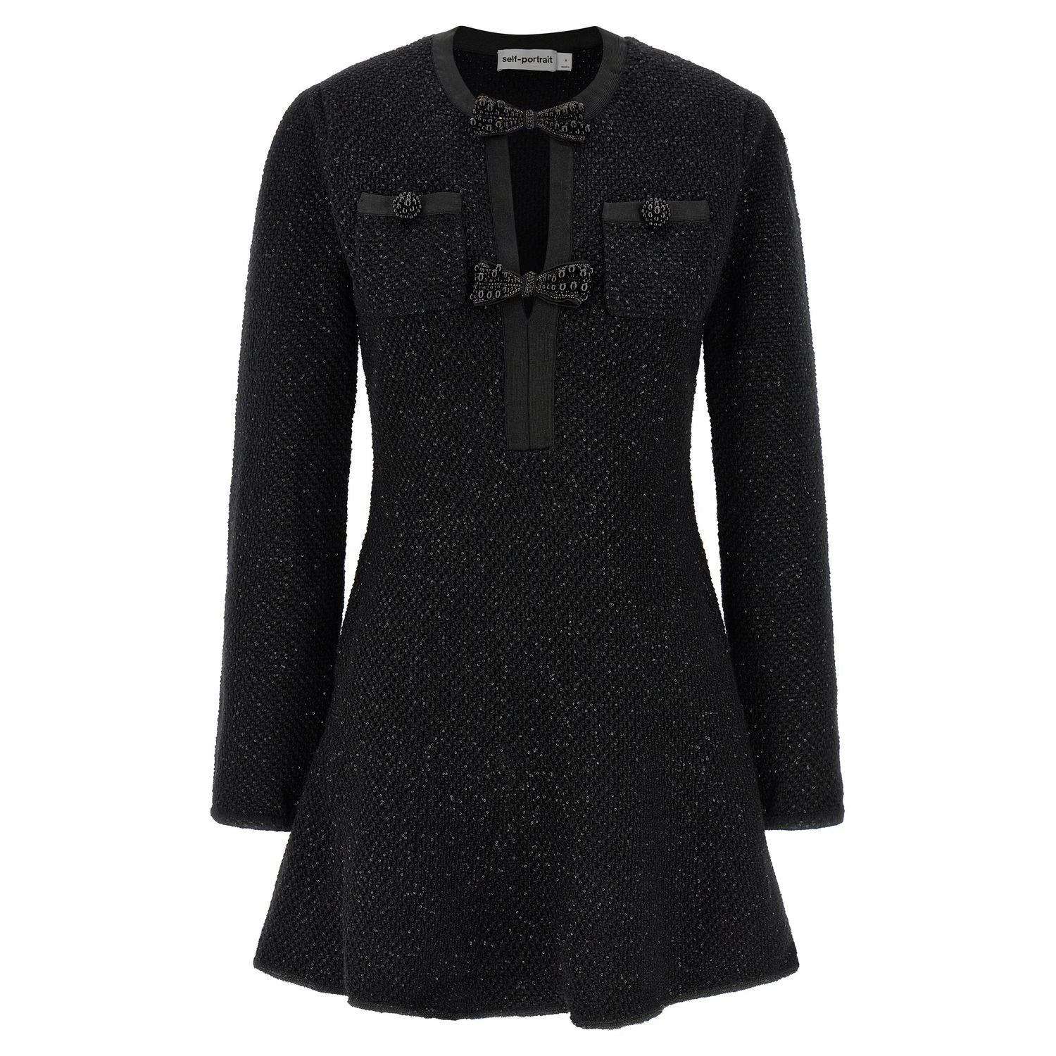 Self-Portrait Black Cotton Short Dress