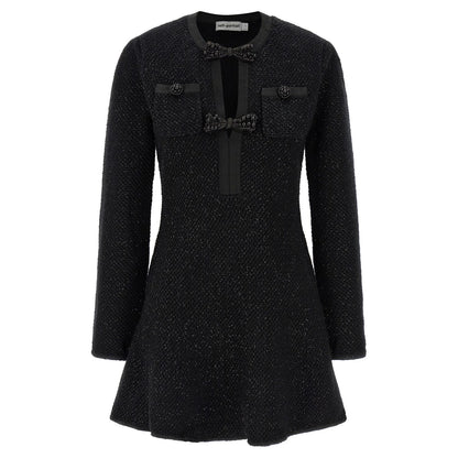 Self-Portrait Black Cotton Short Dress