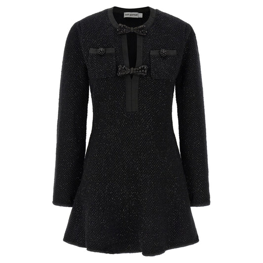 Self-Portrait Black Cotton Short Dress
