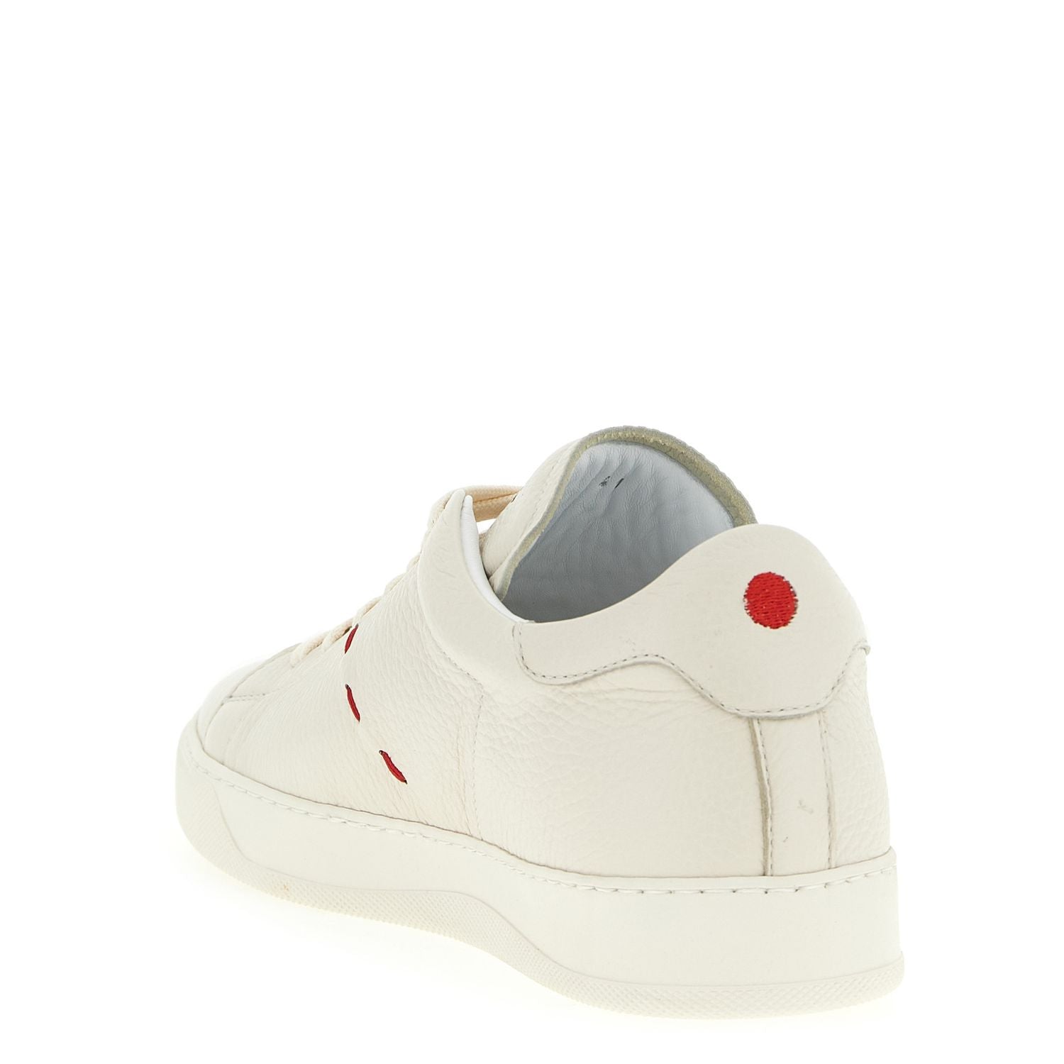Kiton White Nubuc Leather Low Top Sneakers