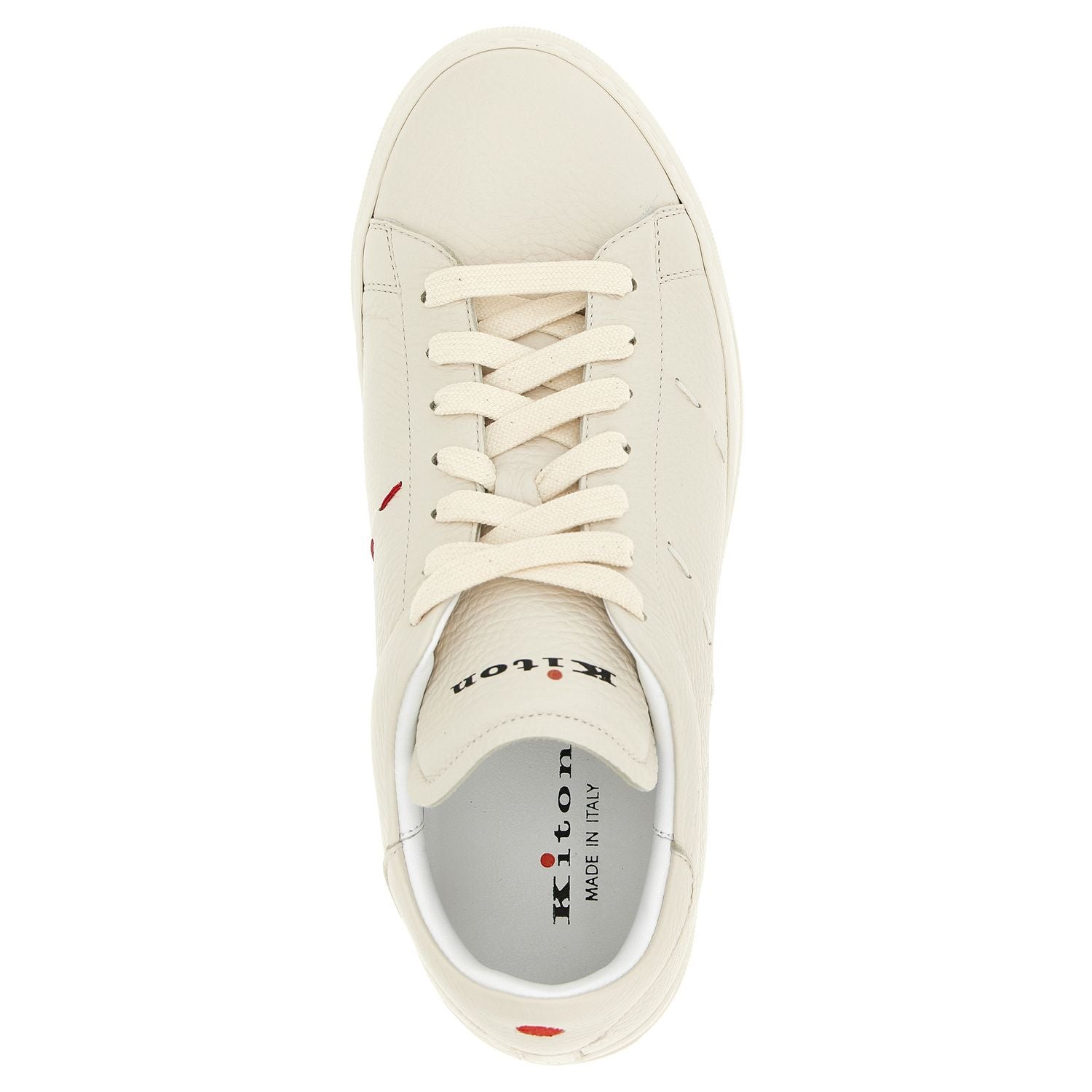Kiton White Nubuc Leather Low Top Sneakers