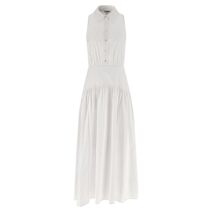 Staud White Cotton Midi Dress