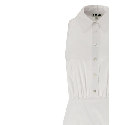 Staud White Cotton Midi Dress