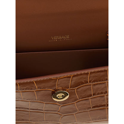 Versace Brown Calfskin Handbag