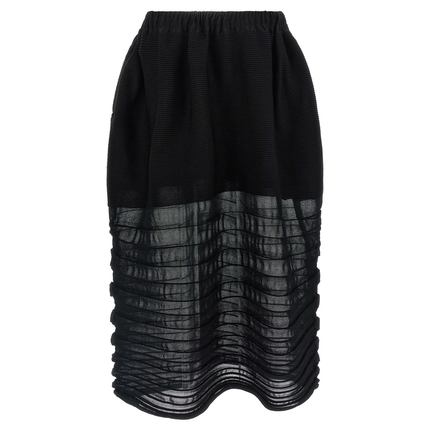 Issey Miyake Black Polyester Midi Skirt