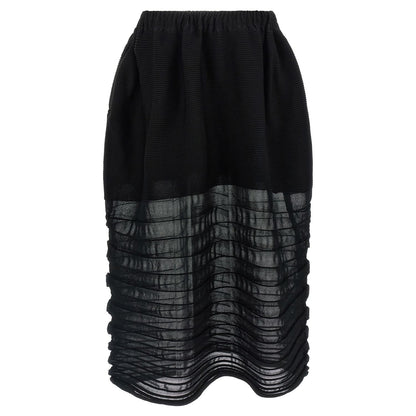 Issey Miyake Black Polyester Midi Skirt