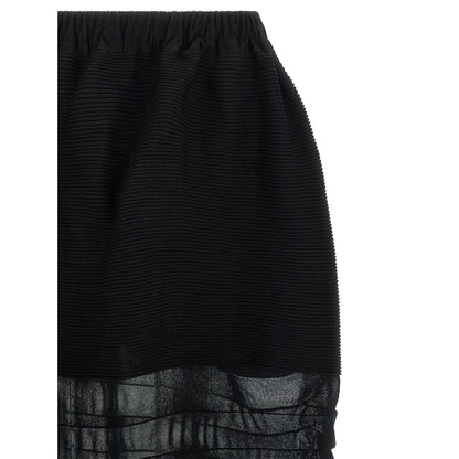 Issey Miyake Black Polyester Midi Skirt