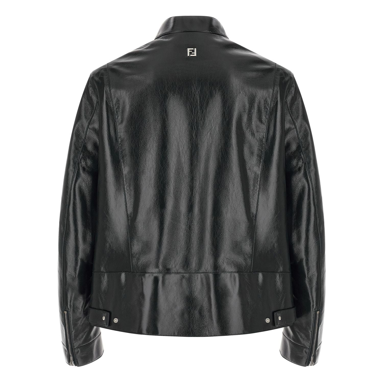 Fendi Blue Lamb Leather Leather Jacket