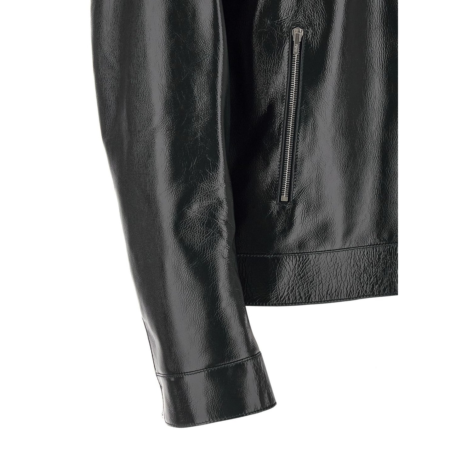Fendi Blue Lamb Leather Leather Jacket