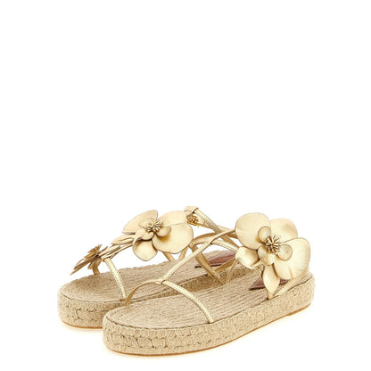 Zimmermann Gold Leather Flat Sandals