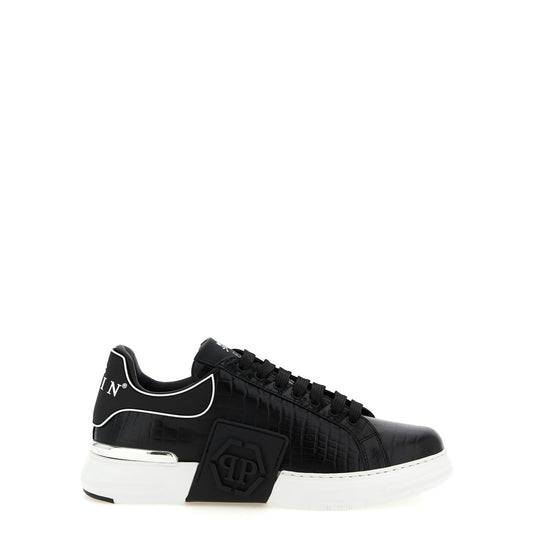 Philipp Plein Black Cowhide Low Top Sneakers