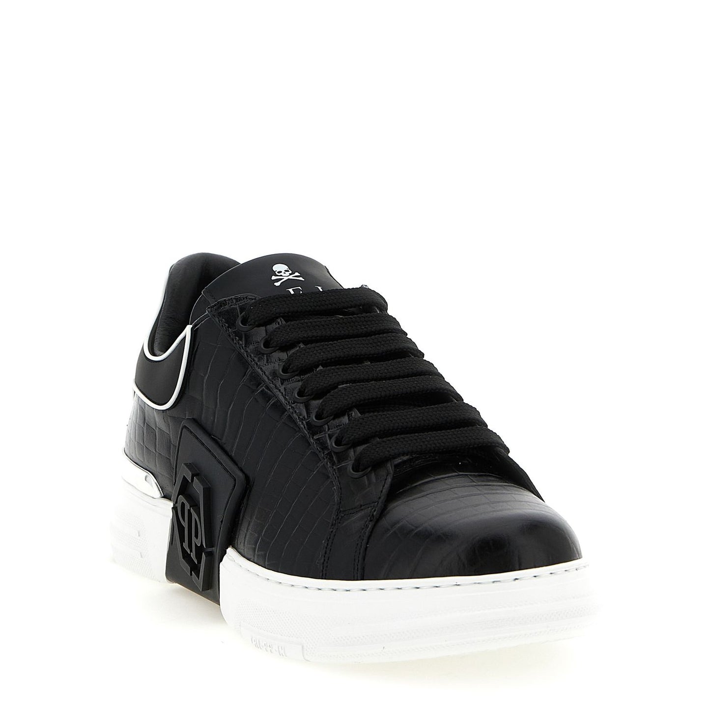 Philipp Plein Black Cowhide Low Top Sneakers