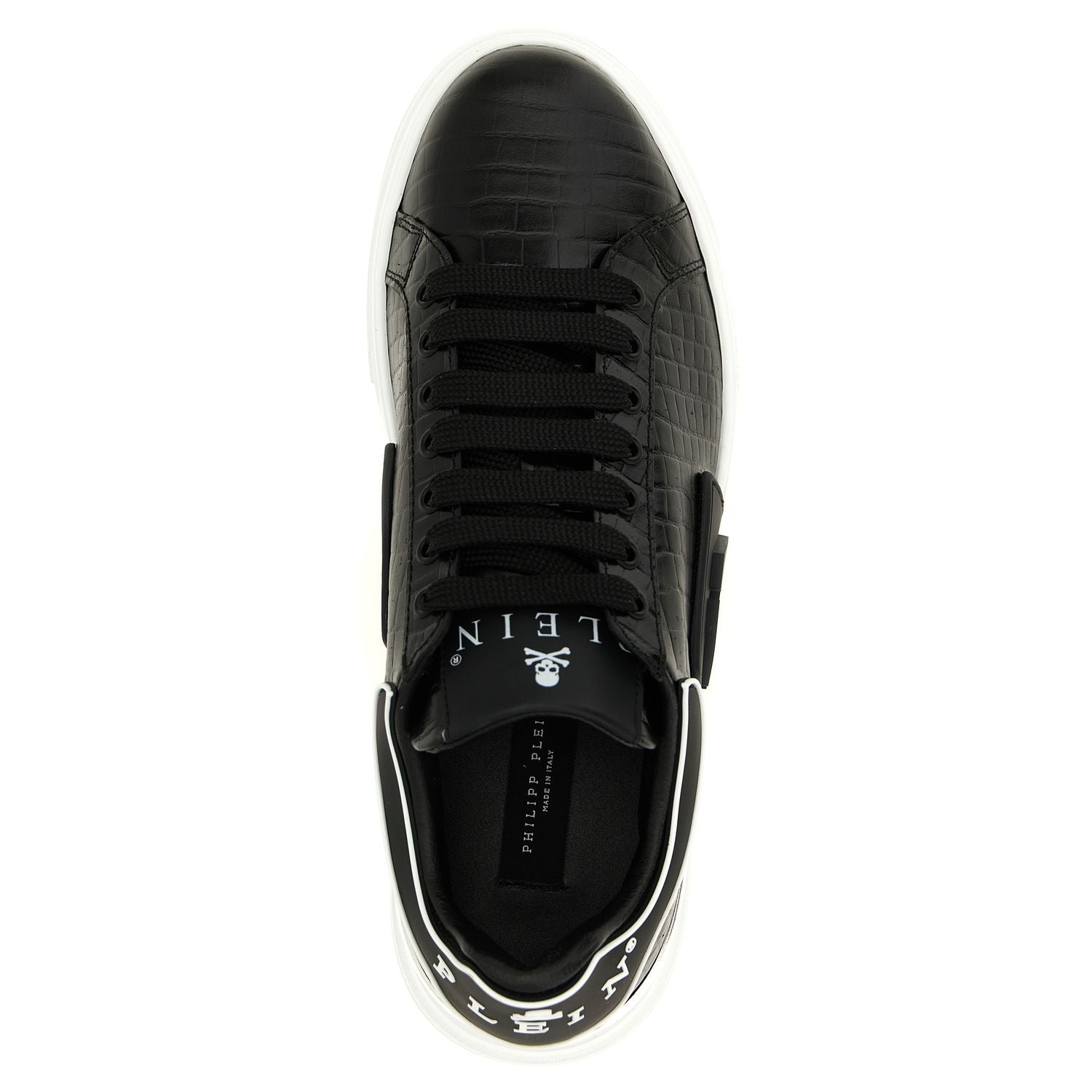 Philipp Plein Black Cowhide Low Top Sneakers
