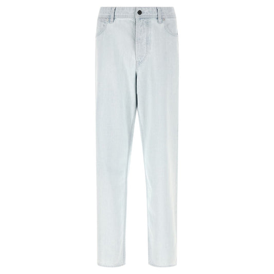Stone Island Blue Cotton Straight-Leg Jeans