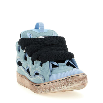 Lanvin Blue Cotton Athletic Sneakers