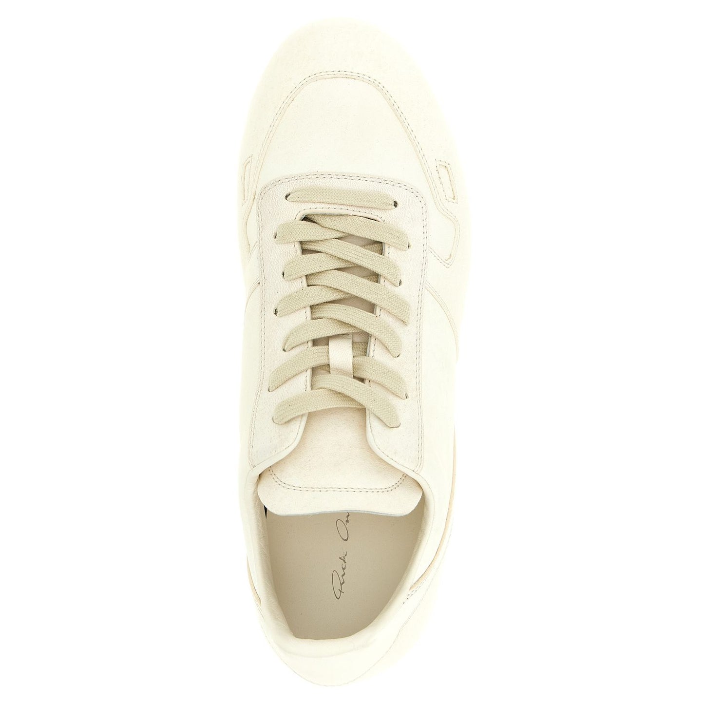Rick Owens White Lamb Leather Low Top Sneakers