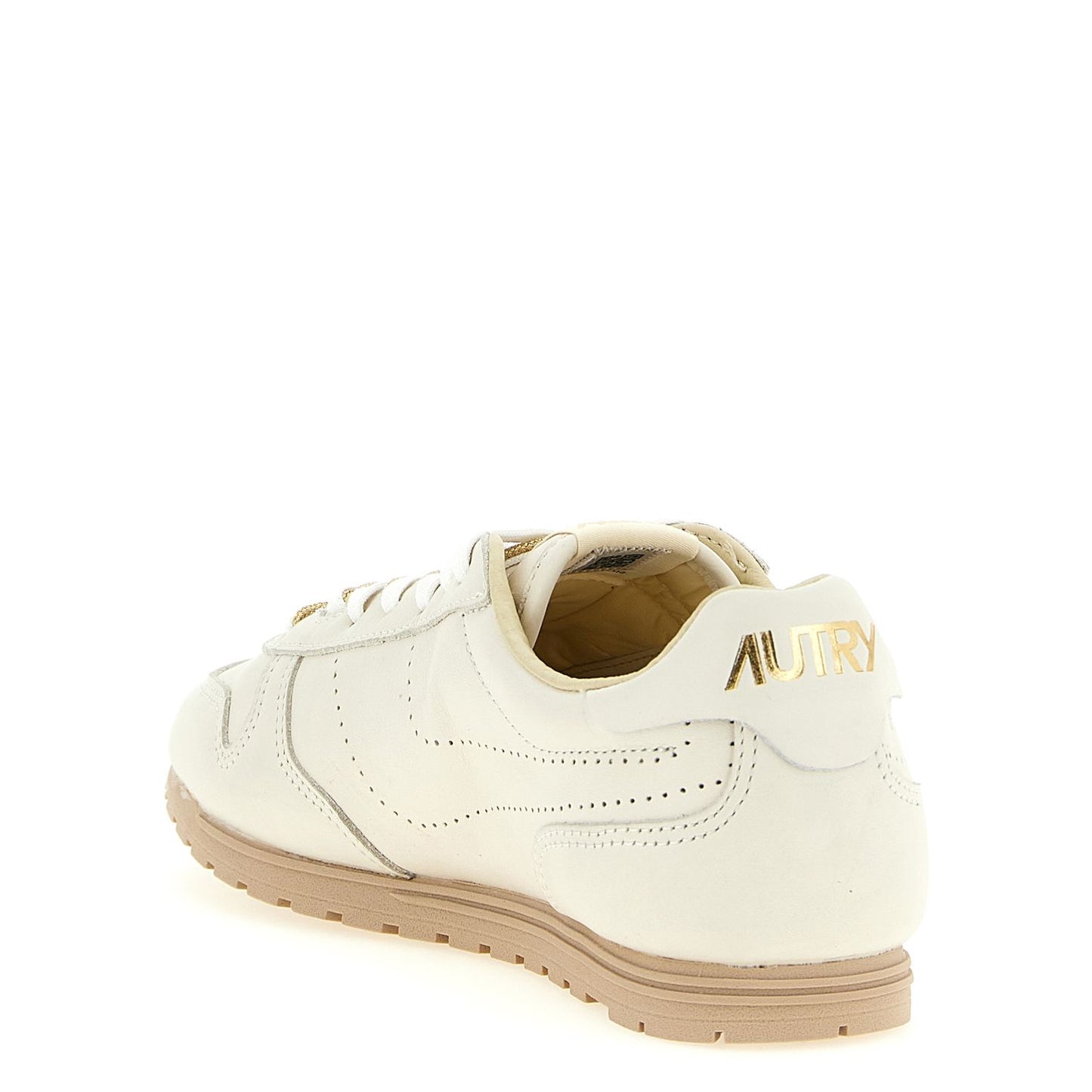 Autry Beige Cowhide Low Top Sneakers