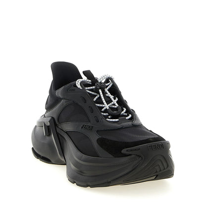 Fendi Black Calfskin Athletic Sneakers