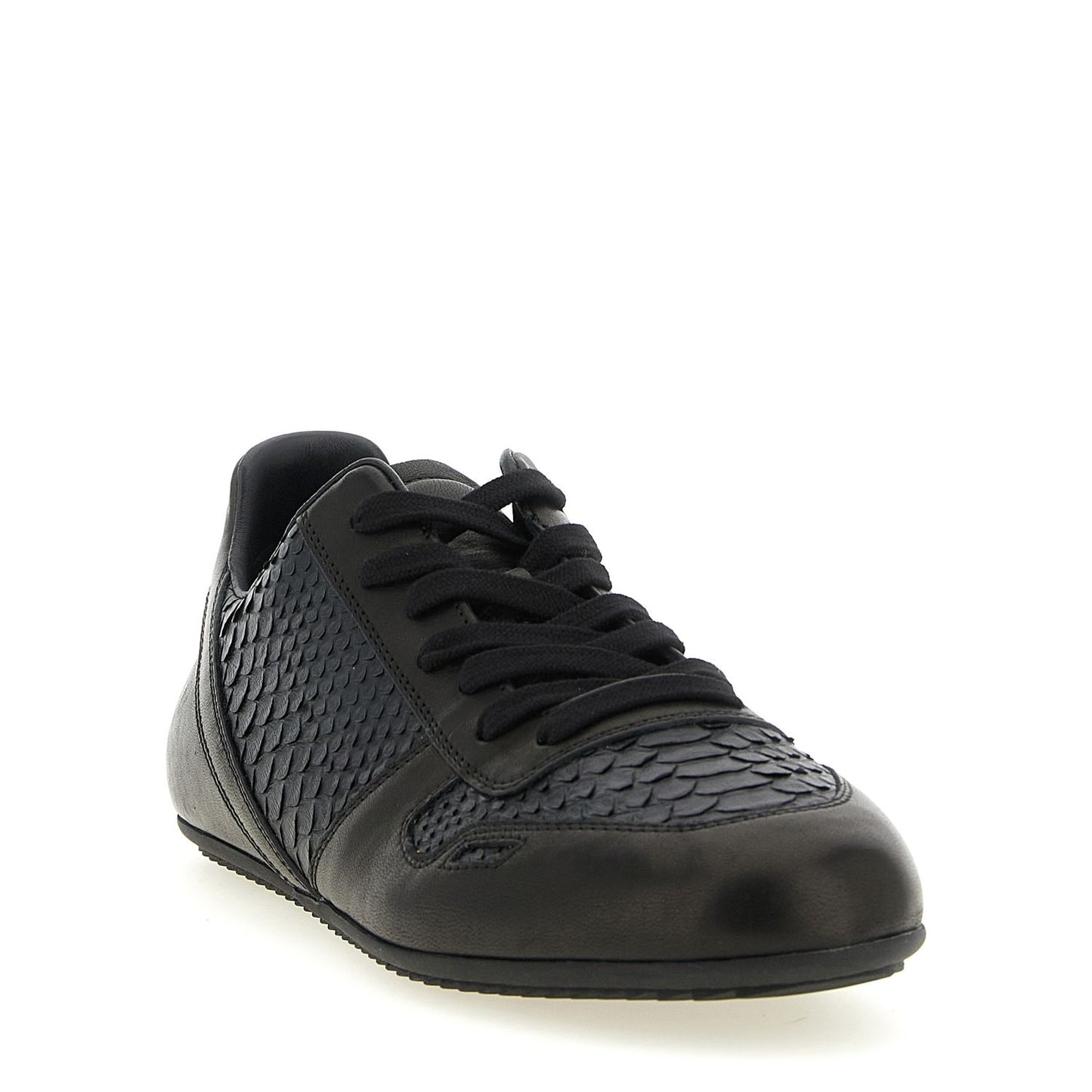 Rick Owens Black Lamb Leather Low Top Sneakers