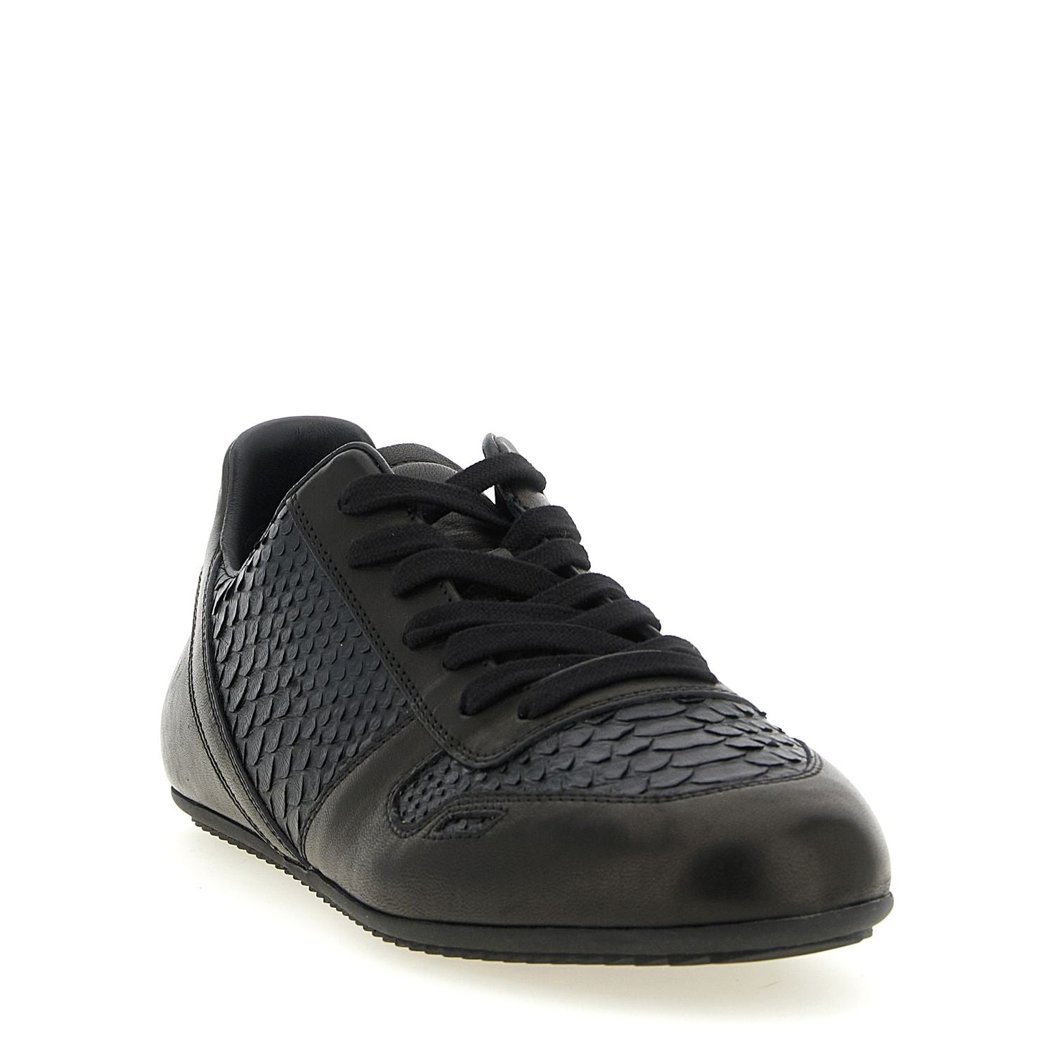 Rick Owens Black Lamb Leather Low Top Sneakers