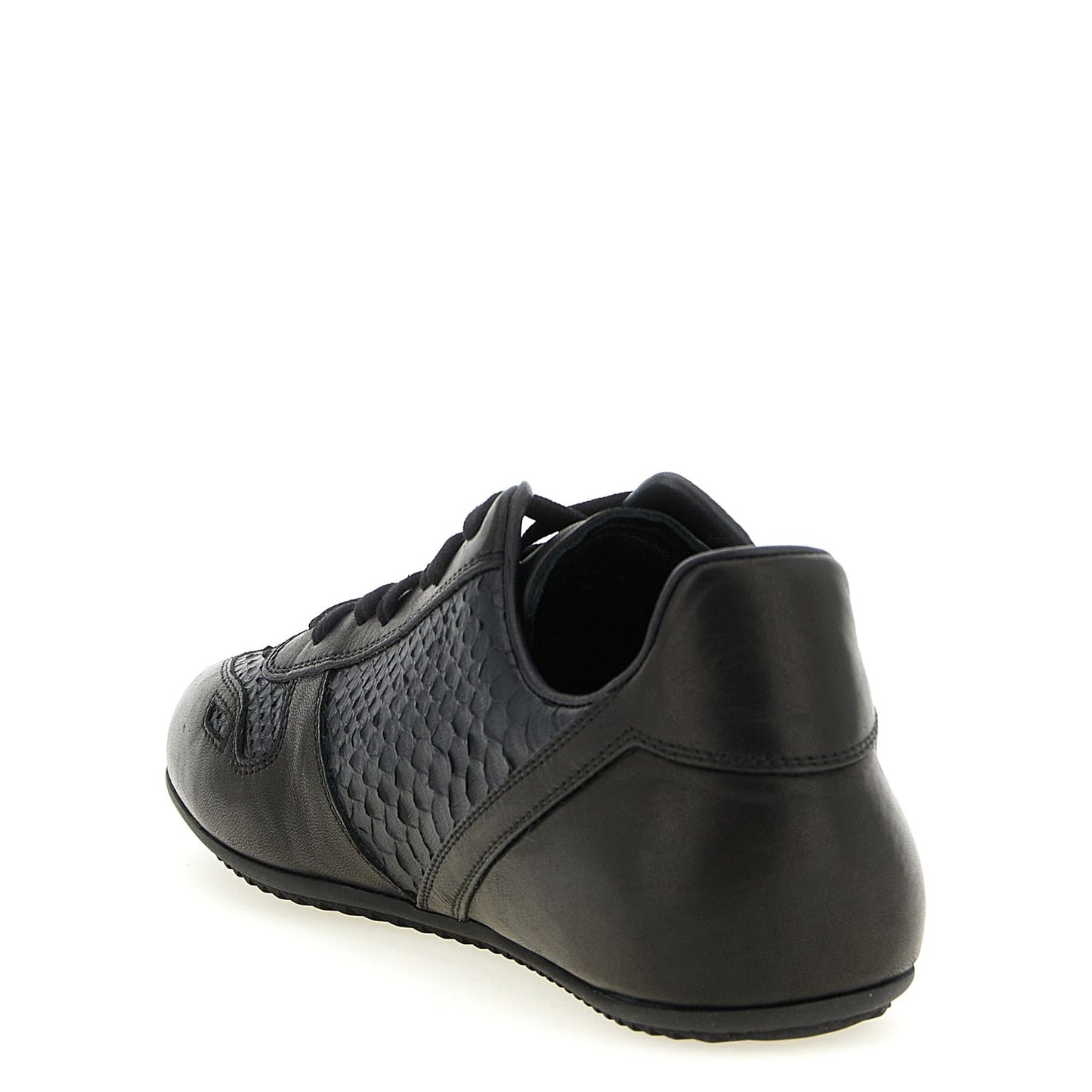Rick Owens Black Lamb Leather Low Top Sneakers