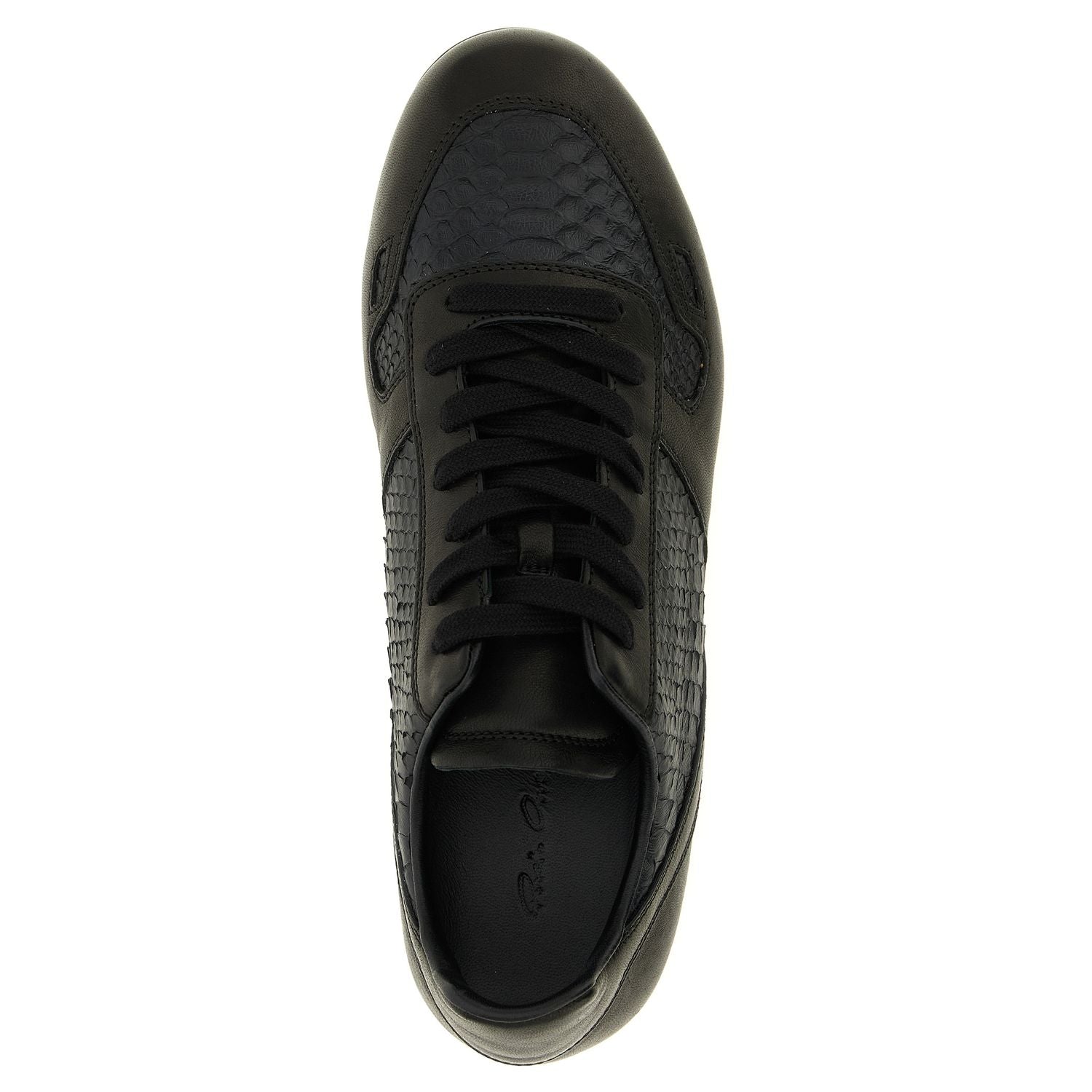 Rick Owens Black Lamb Leather Low Top Sneakers