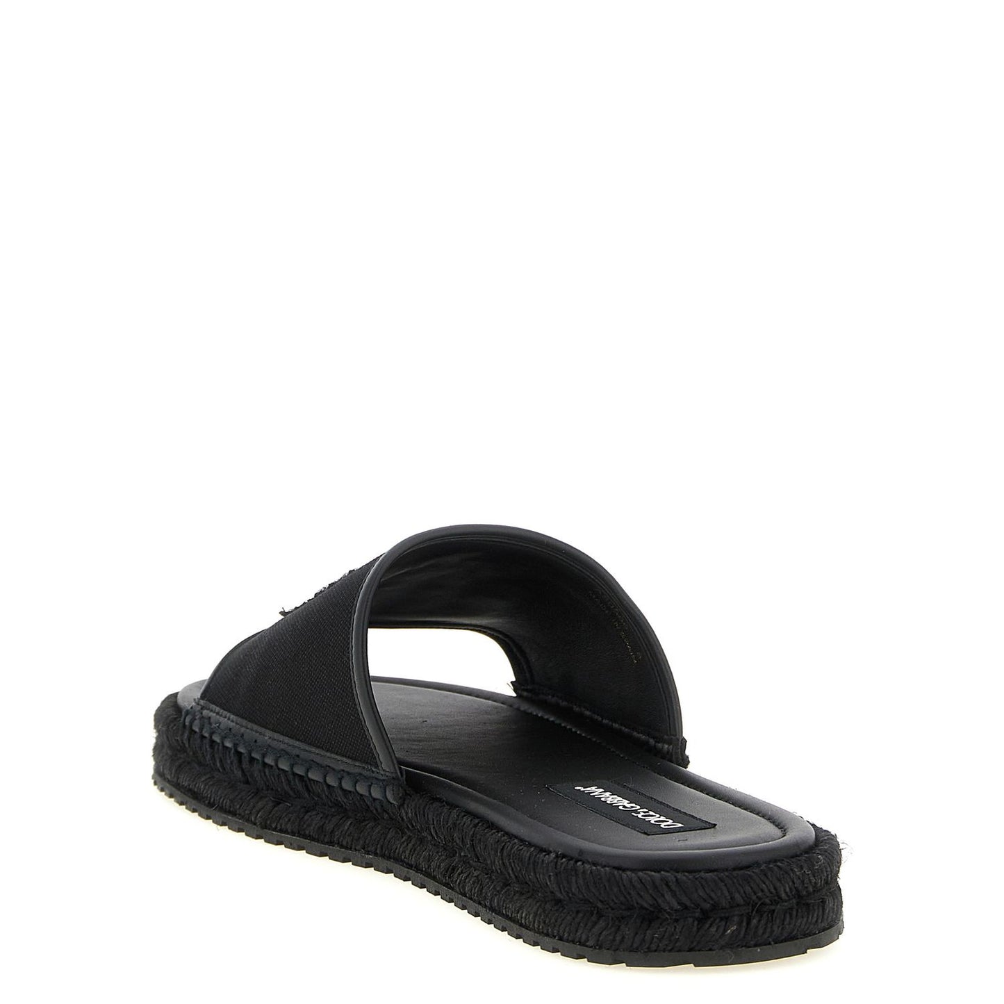 Dolce & Gabbana Black Cotton Slides