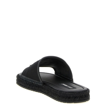 Dolce & Gabbana Black Cotton Slides