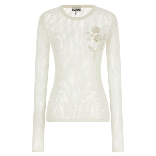 Ganni White Organic Cotton Cardigan