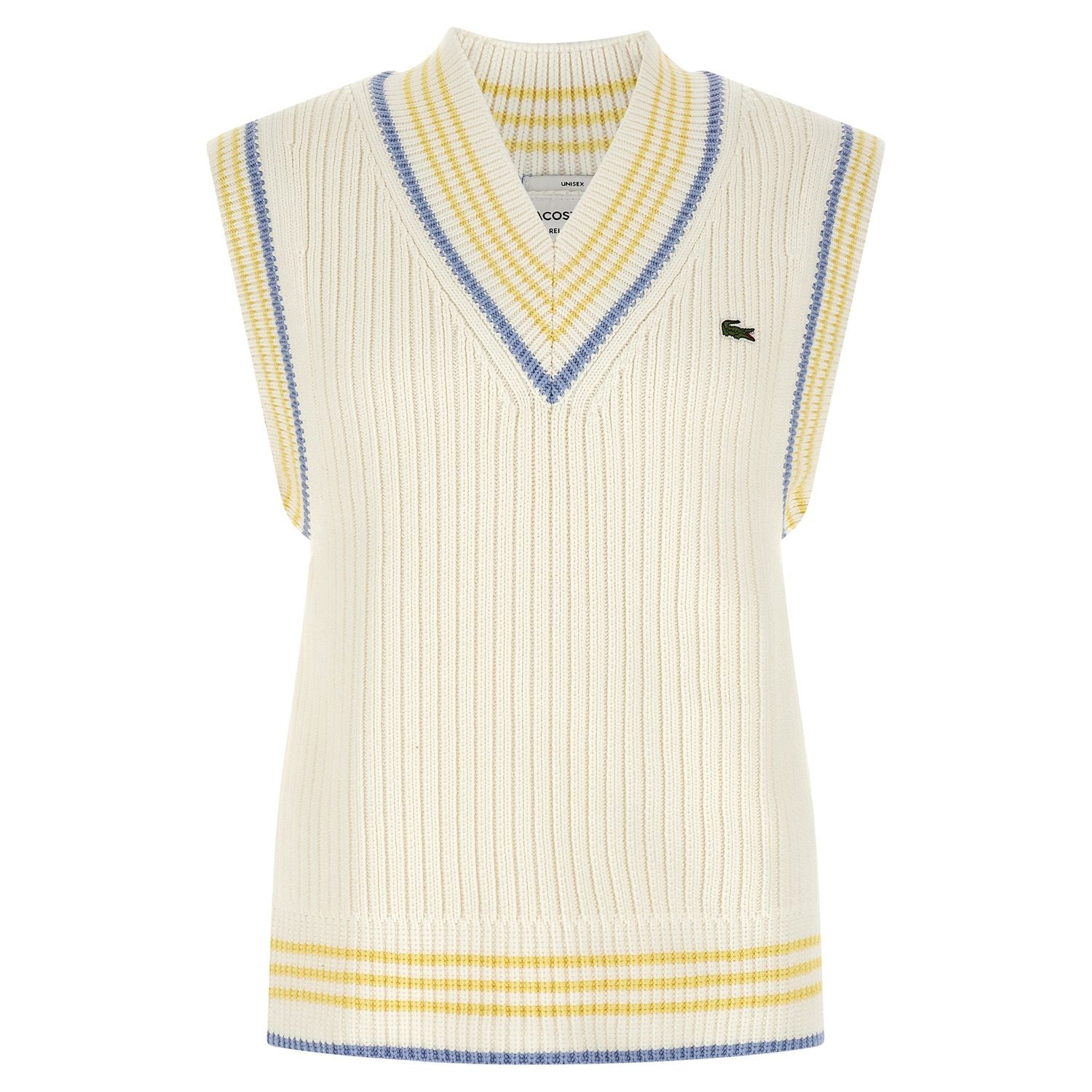 Lacoste White Cotton Sleeveles Sweater