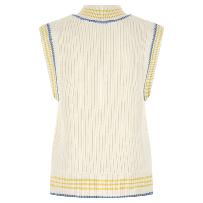 Lacoste White Cotton Sleeveles Sweater