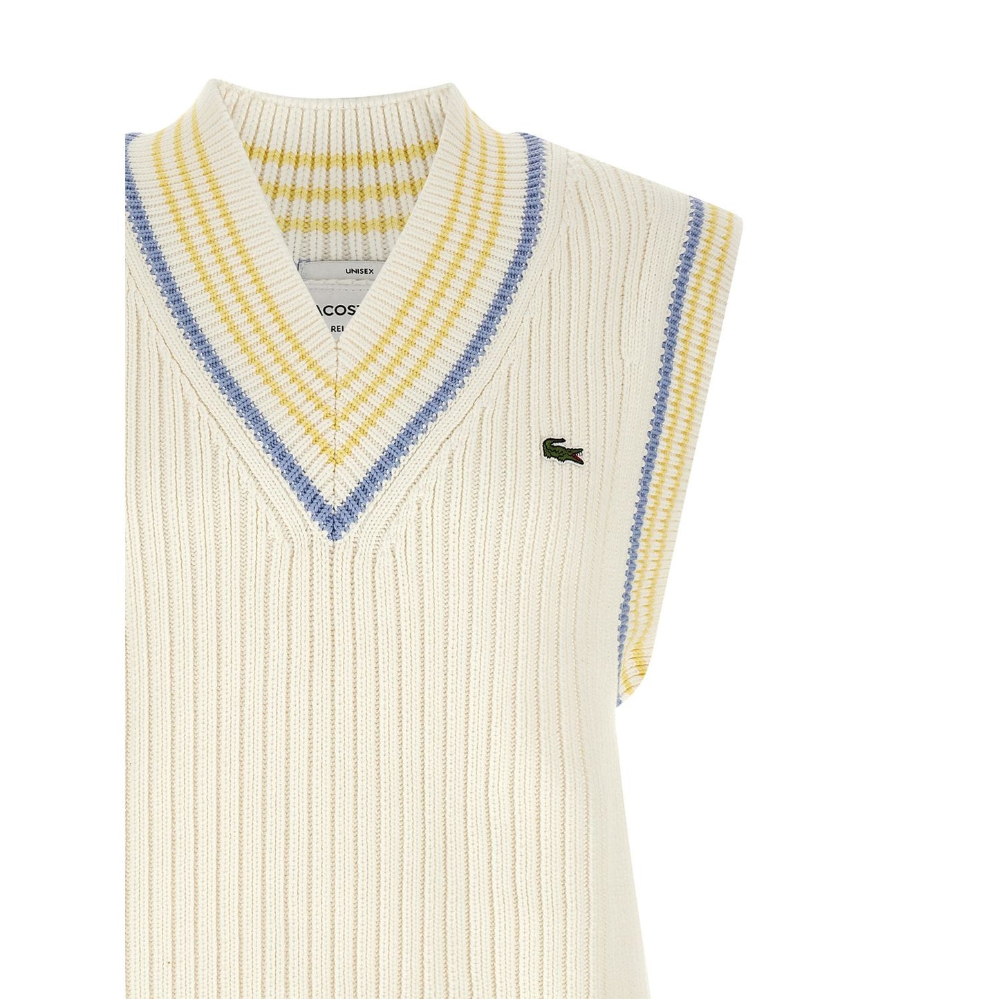 Lacoste White Cotton Sleeveles Sweater