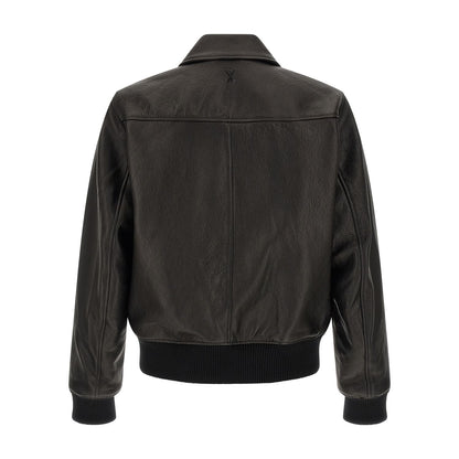 Ami Paris Black Lamb Leather Leather Jacket