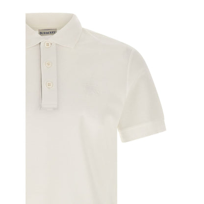Burberry White Cotton Polo Shirt