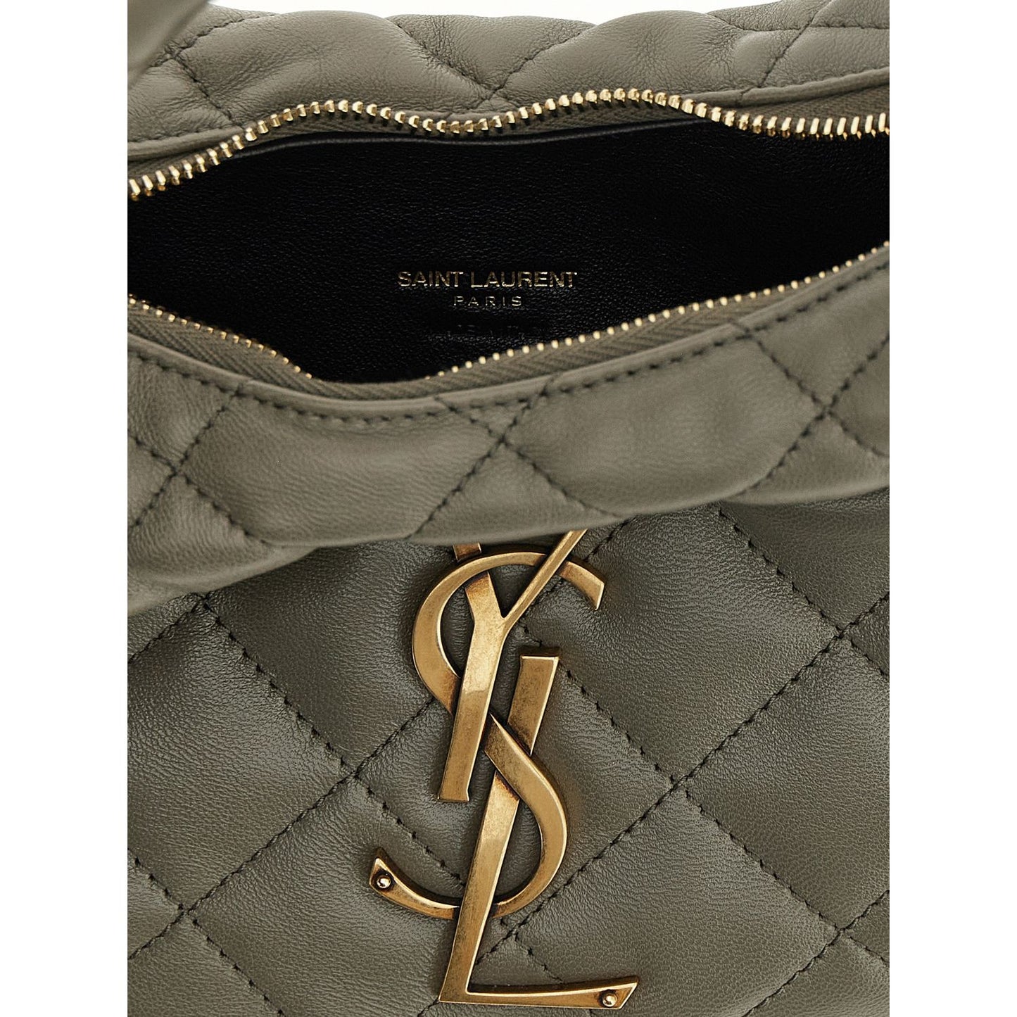 Saint Laurent Gray Lamb Leather Handbag