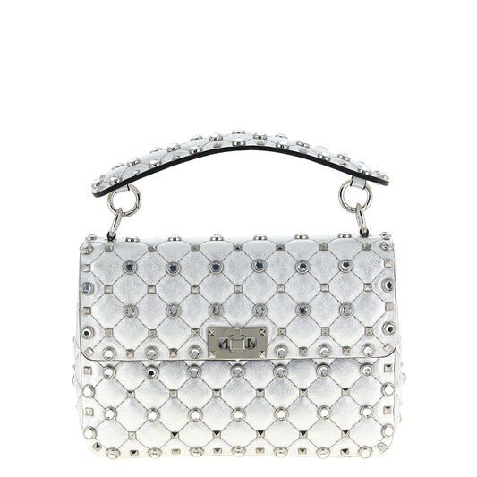 Valentino Garavani Silver Lamb Leather Shoulder Bag
