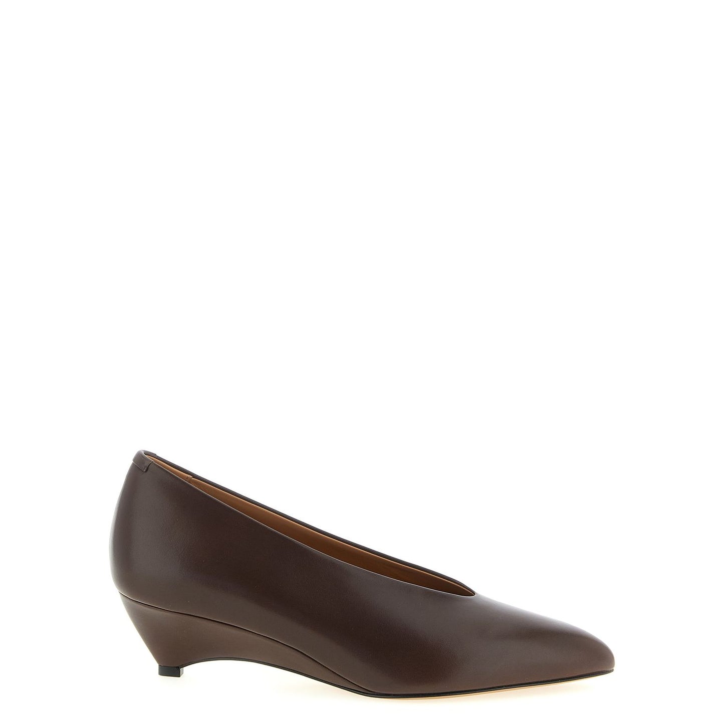 Jil Sander Brown Calfskin Mid Heel Pumps