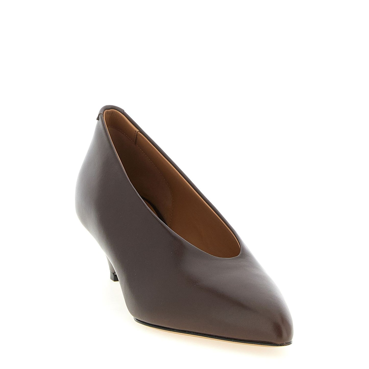 Jil Sander Brown Calfskin Mid Heel Pumps