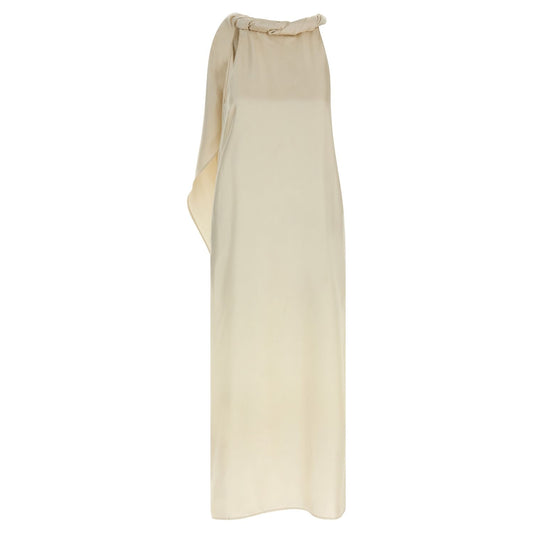 Loulou De Saison Beige Silk Midi Dress