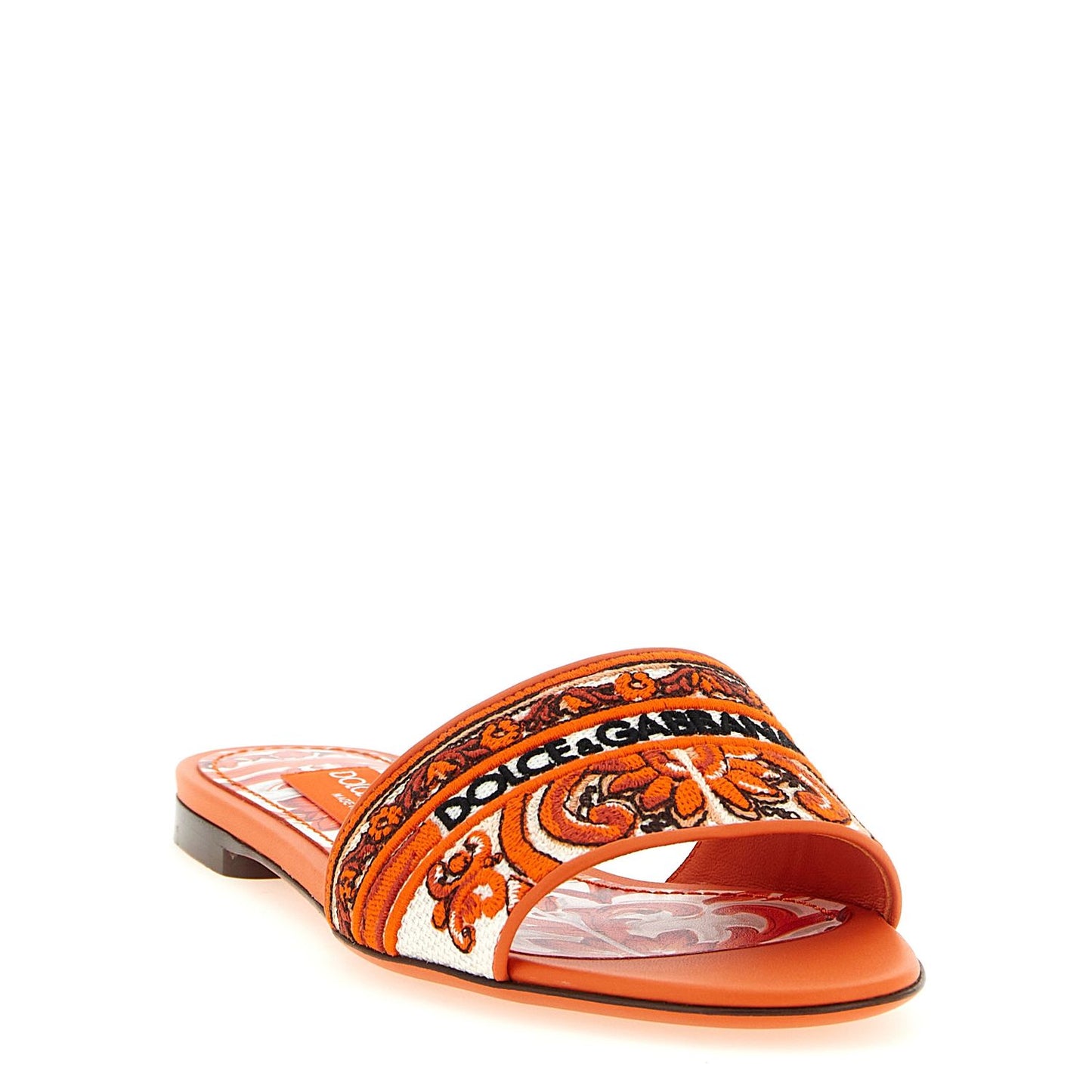 Dolce & Gabbana Orange Cotton Slides